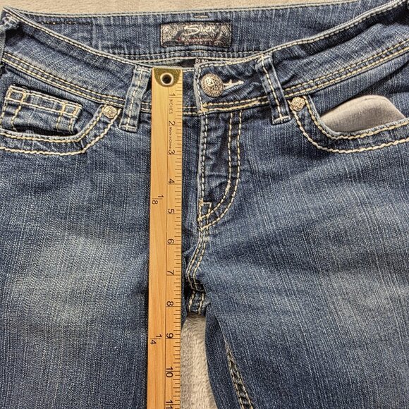 Silver Jeans Suki Capri Jeans Womens 28 Blue Curvy Mid Rise Contrast Stitching - Picture 9 of 10